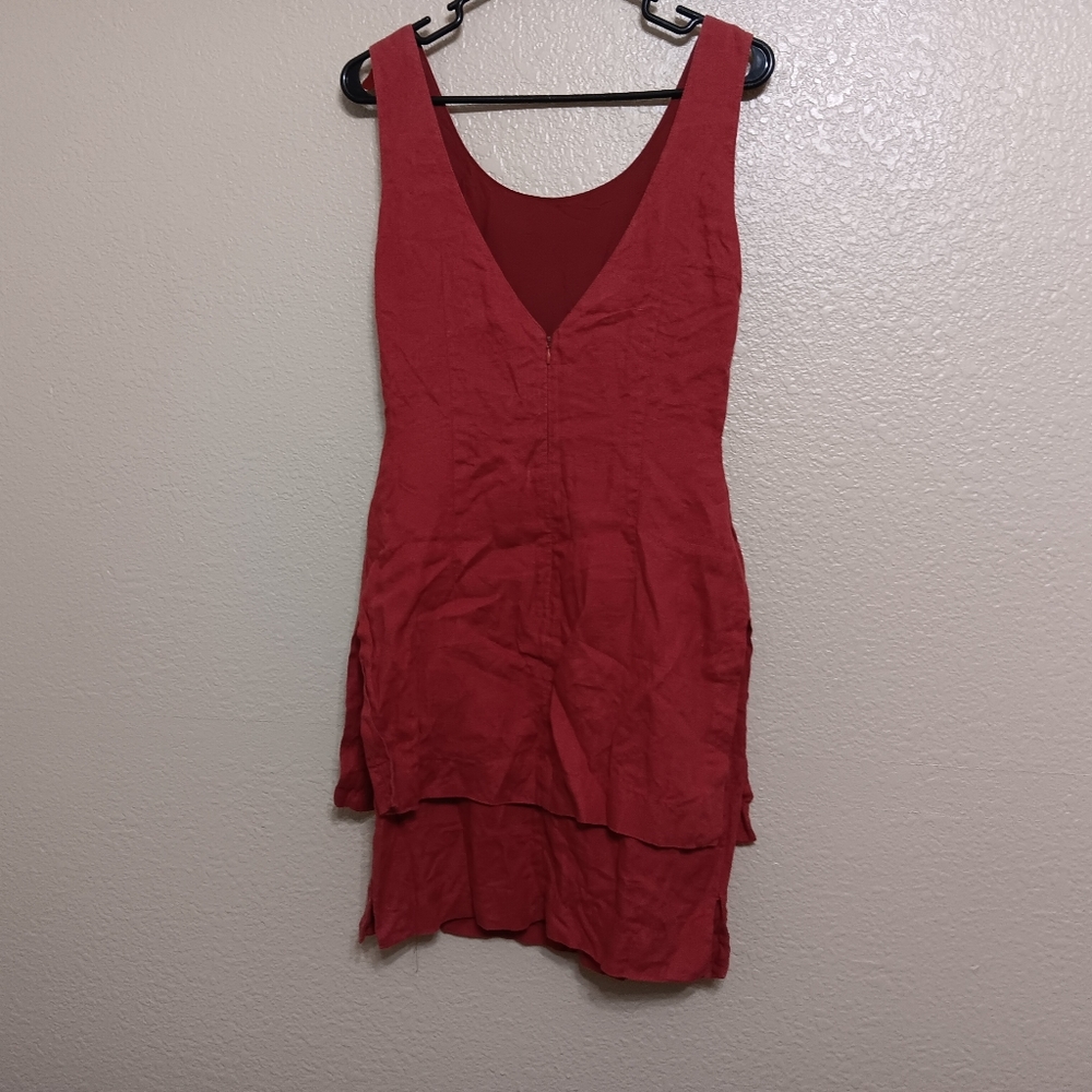 Geary Roark Kamisato Vintage Rust Linen Tiered Dress